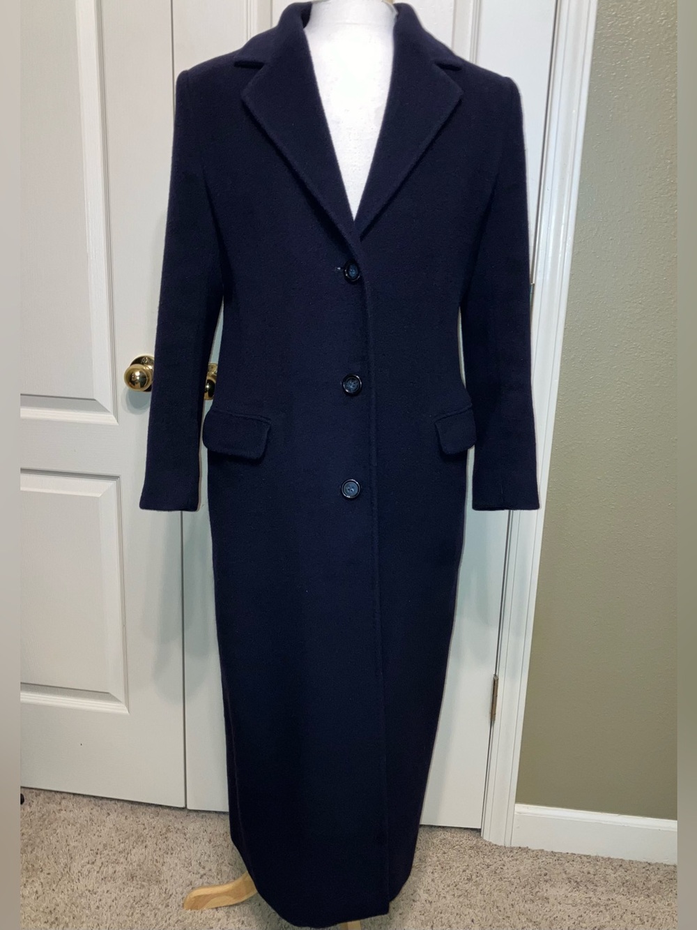 CINZIA ROCCA Wool Coat MADE IN ITALY Dark Blue - Sz 10 (IT 46) BIELLA PIEMONTESE